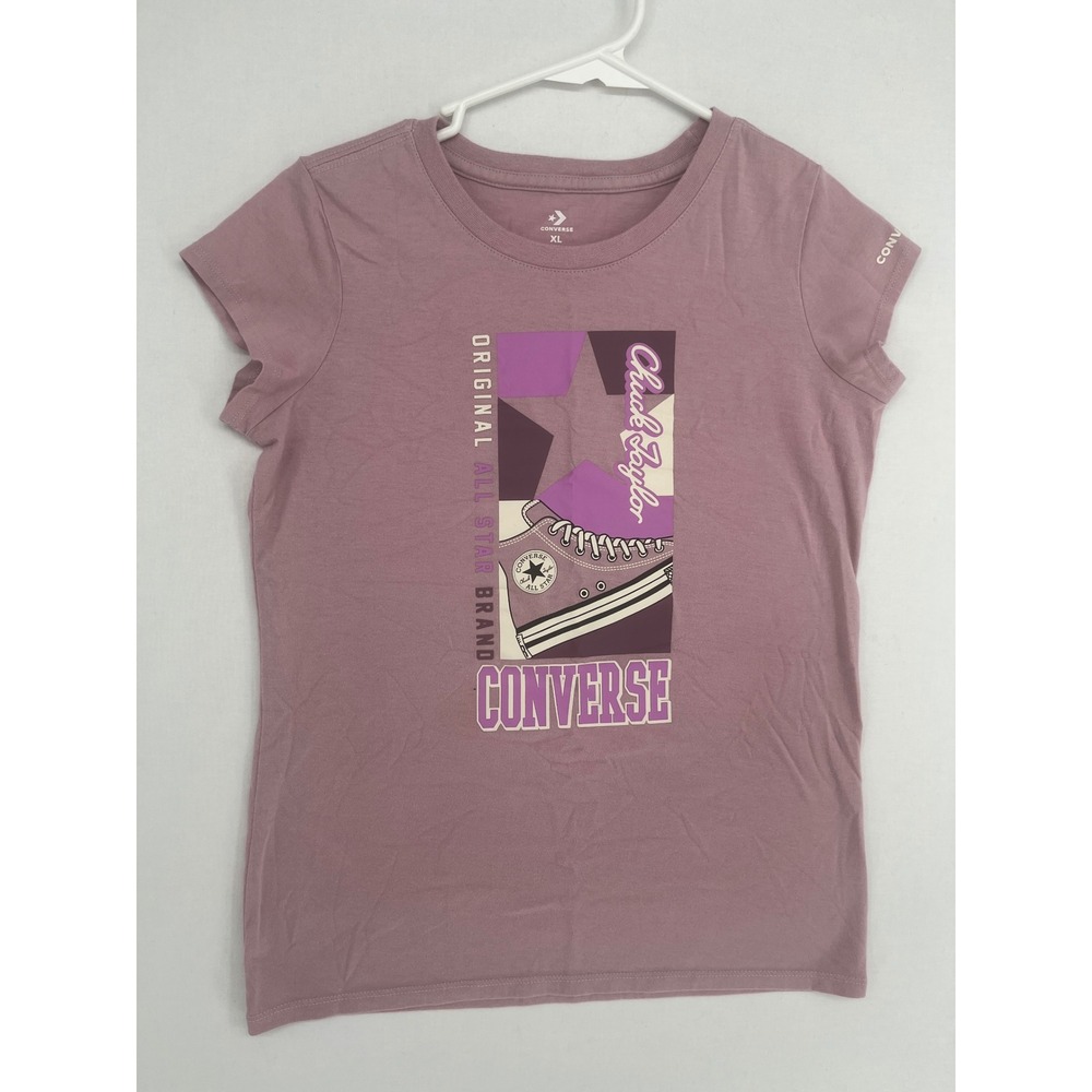 Converse Girls XL Mauve Purple Chuck Taylor Graphic T-Shirt Short Sleeve Tee